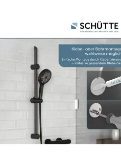 3tlg. Stangenbrause-Set ''Cordoba'' in Schwarz