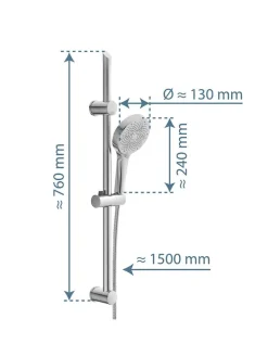 3tlg. Stangenbrause-Set ''Cordoba'' in Chrom