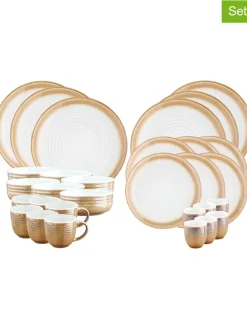30tlg. Tafelservice "Cosmos" in Weiß/ Beige
