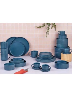 36tlg. Tafelservice "Scandi" in Dunkelblau