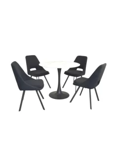 5tlg. Tischgruppe bestehend aus Esstisch und 4 Stühlen in schwarz