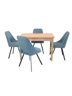 5tlg. Tischgruppe bestehend aus 4 Stühlen und 1 Esstisch in schwarz