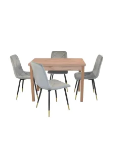 5tlg. Tischgruppe bestehend aus Esstisch und 4 Stühlen in grau