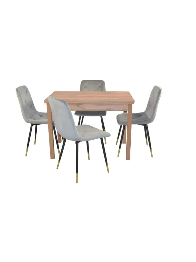 5tlg. Tischgruppe bestehend aus Esstisch und 4 Stühlen in grau