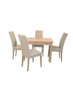 5tlg. Tischgruppe bestehend aus 4 Stühlen und 1 Esstisch in beige
