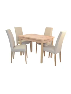 5tlg. Tischgruppe bestehend aus 4 Stühlen und 1 Esstisch in beige