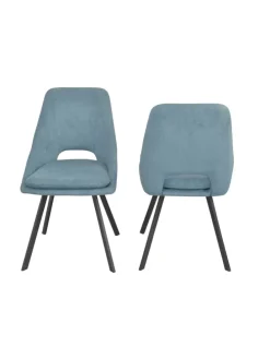 5tlg. Tischgruppe Esstisch mit Polsterstühlen in blau