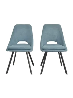 5tlg. Tischgruppe Esstisch mit Polsterstühlen in blau