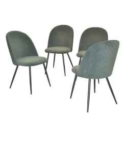 5tlg. Tischgruppe 1Esstisch, 4Polsterstühle in grün
