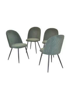 5tlg. Tischgruppe 1Esstisch, 4Polsterstühle in grün