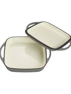 2tlg. Universalbräter mit Deckel in Grau - (B)25,5 x (H)31 x (T)5 cm