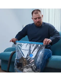 8-tlg. Vakuumbeutel-Set in Transparent/ Blau