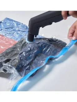 8-tlg. Vakuumbeutel-Set in Transparent/ Blau