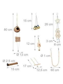 7-tlg. Vogelspielzeug in Natur
