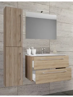 4-tlg. Waschplatz Waschtisch Badinos Schublade SP in Sonoma-Eiche