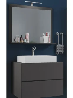 3-tlg. Waschplatz Waschtisch Lendas M Schublade in Anthrazit