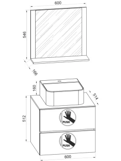 3-tlg. Waschplatz Waschtisch Lendas M Schublade in Anthrazit