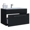 2-tlg. Waschplatz Waschtisch Badinos 1 Schublade in Schwarz