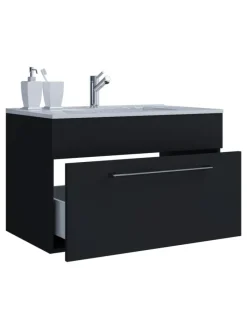 2-tlg. Waschplatz Waschtisch Badinos 1 Schublade in Schwarz