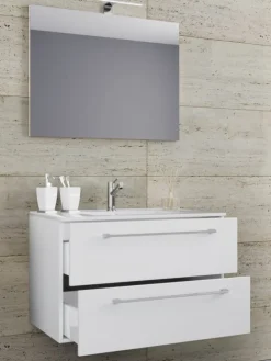 3-tlg. Waschplatz Waschtisch Badinos Schublade SP in Weiß