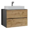 2-tlg. Waschplatz Waschtisch Lendas S Schublade in Anthrazit / Honig-Eiche