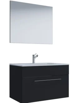 3-tlg. Waschplatz Waschtisch Badinos Schublade SP in Schwarz