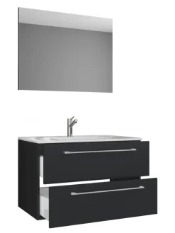 3-tlg. Waschplatz Waschtisch Badinos Schublade SP in Schwarz