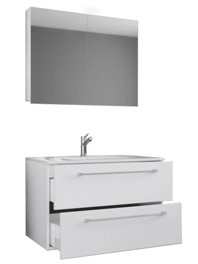 3-tlg. Waschplatz Waschtisch Badinos Schublade SC in Schwarz