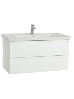 2-tlg. Waschplatz Waschtisch Drehtüren Silora XL in Weiß