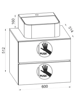 2-tlg. Waschplatz Waschtisch Lendas S Schublade in Honig-Eiche / Weiß