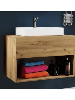 2-tlg. Waschtisch Waschplatz Badmöbel Lendas II in Honig-Eiche