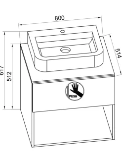 2-tlg. Waschtisch Waschplatz Badmöbel Lendas II in Anthrazit / Honig-Eiche