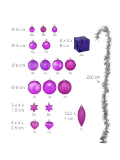 110-tlg. Weihnachtskugeln Set in Pink