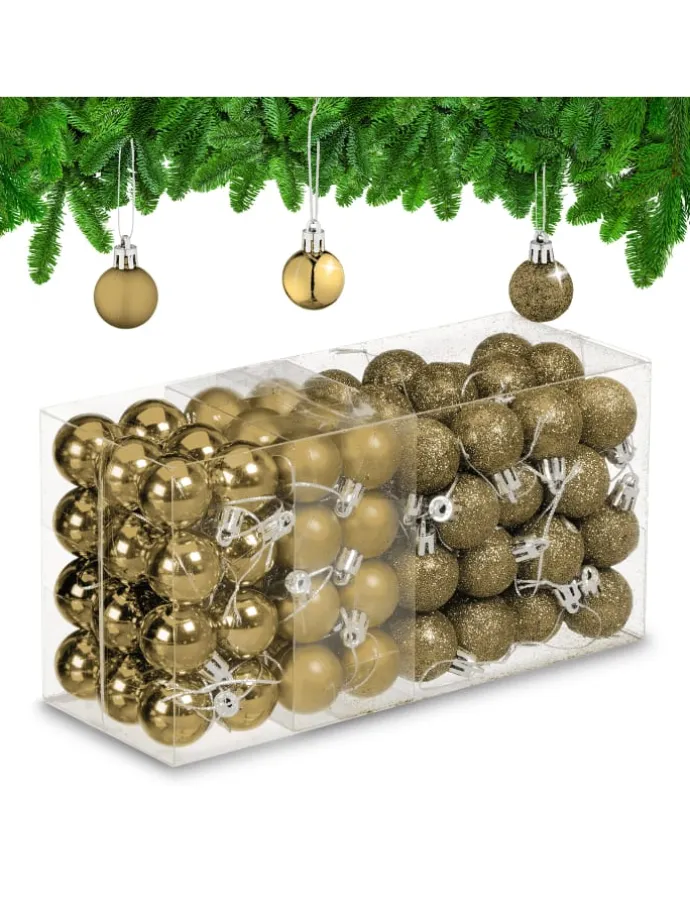 96-tlg. Weihnachtskugeln Set in Gold