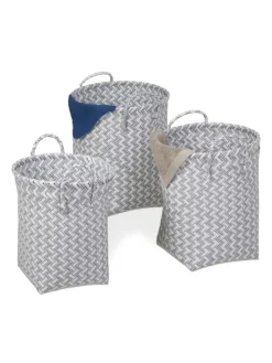 3tlg. Wäschekorb Set in Weiß/ Grau