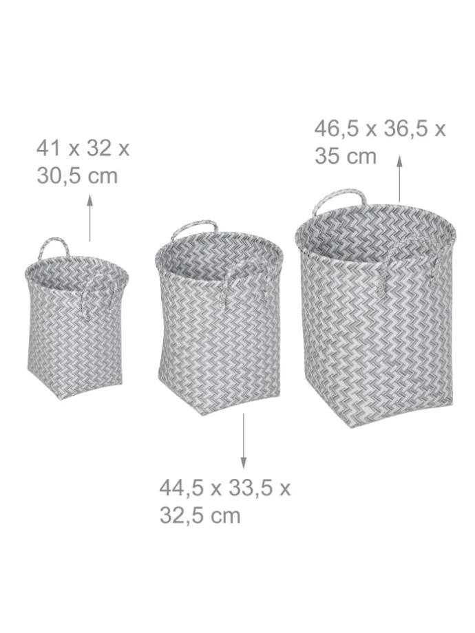 3tlg. Wäschekorb Set in Weiß/ Grau