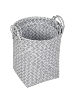 3tlg. Wäschekorb Set in Weiß/ Grau