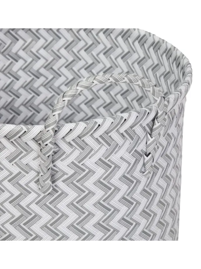 3tlg. Wäschekorb Set in Weiß/ Grau