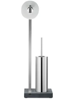 Toilettenbutler "Menoto" in Silber/ Schwarz - (H)65 cm