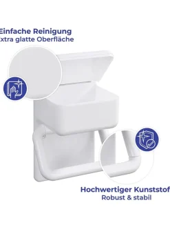 Toilettenpapierhalter in Weiß - (B)16 x (H)20 x (T)11 cm