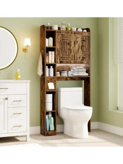 Toilettenregal mit Beleuchtung in Braun