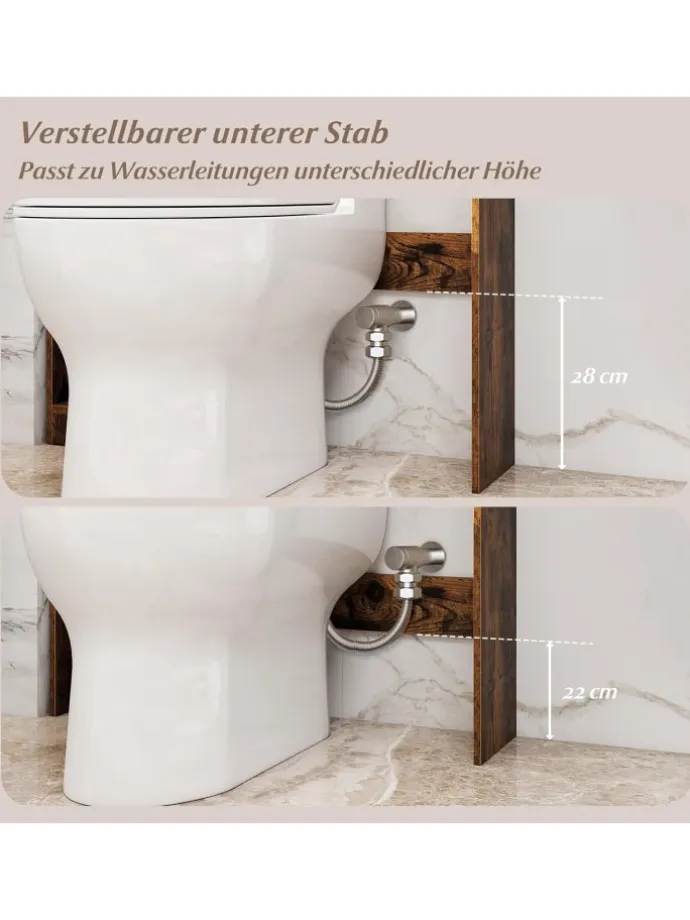 Toilettenregal mit Beleuchtung in Braun