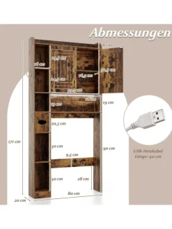 Toilettenregal mit Beleuchtung in Braun