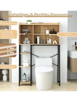 Toilettenschrank mit PE-Rattan Tür in Hellbraun