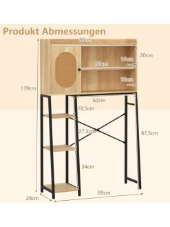Toilettenschrank mit PE-Rattan Tür in Hellbraun