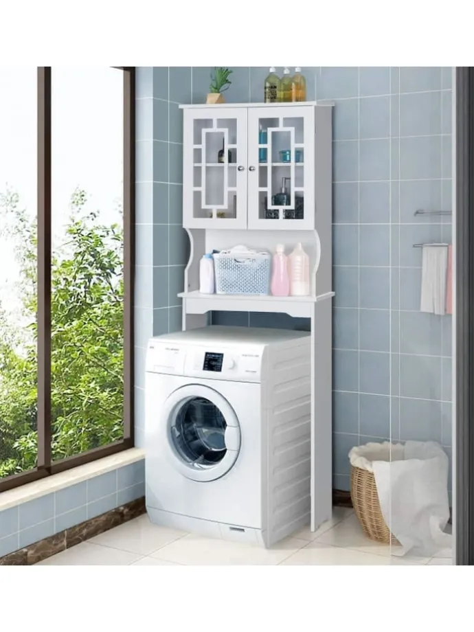 Toilettenschrank mit Tür in Weiß