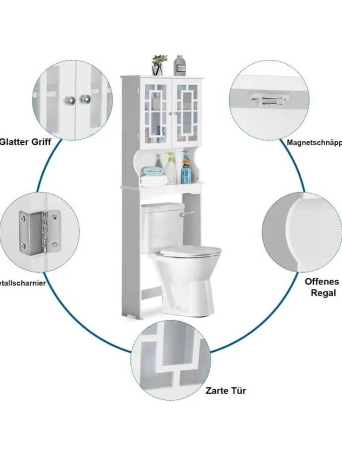 Toilettenschrank mit Tür in Weiß