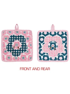 Topflappen "Mimi" in Blau/ Rosa - (B)20 x (H)20 cm