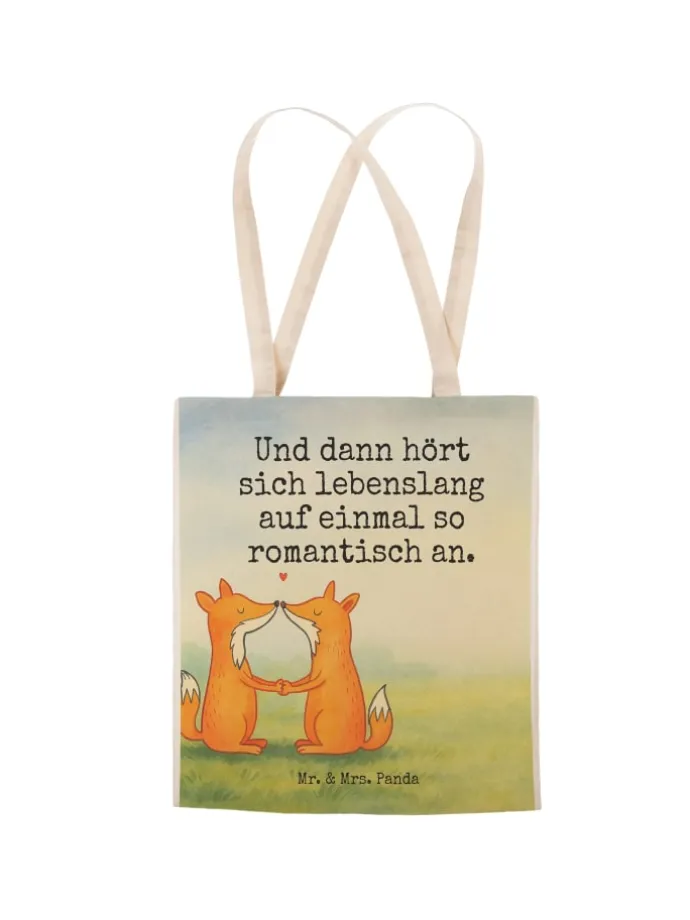 Tote Bag Füchse Liebe Design mit Spruch in Weiß