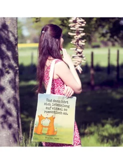 Tote Bag Füchse Liebe Design mit Spruch in Weiß